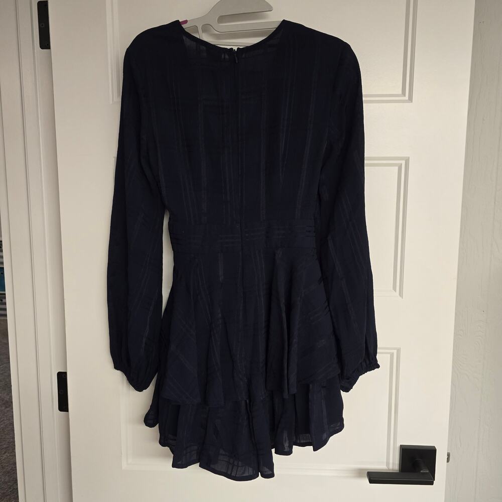 Women's Selfie Leslie Navy Blue Fit & Flare Long Sleeve Romper | Size XS - Picture 3 of 11